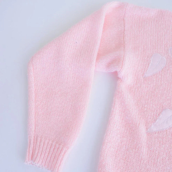 Vintage Contempo Plus Pink Knit Leaves Crewneck Sweater Size 40 - Picture 9 of 15